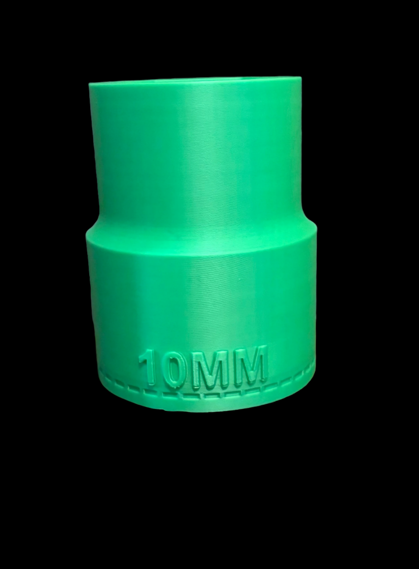 Green 10mm socket tool on a white background
